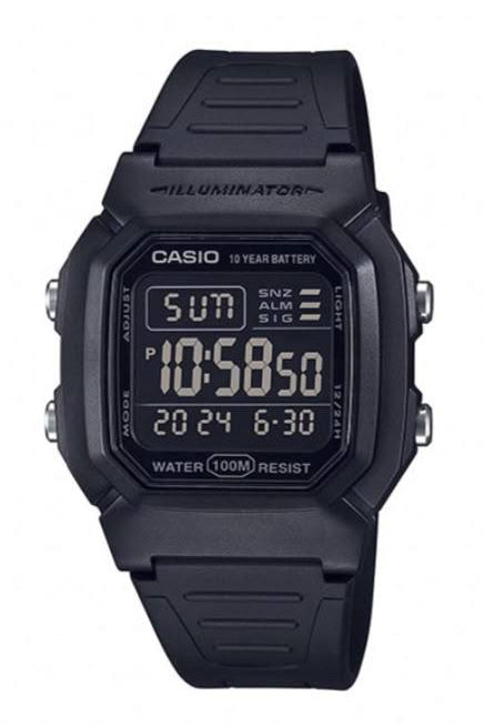 Casio W-800H-1B — Vista frontale quadrante digitale nero