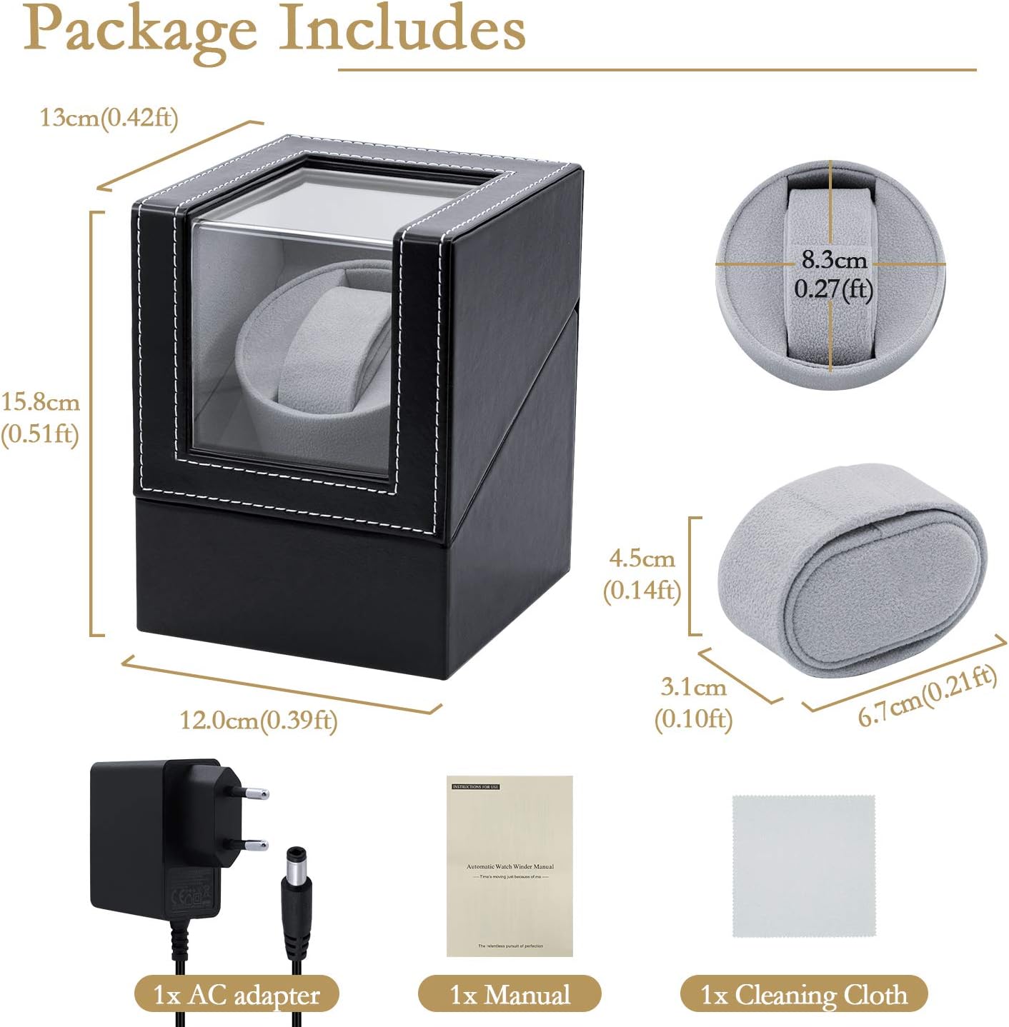 dettagli tecnici WatchWinder monoposto - Carica Orologi Automatici Singolo