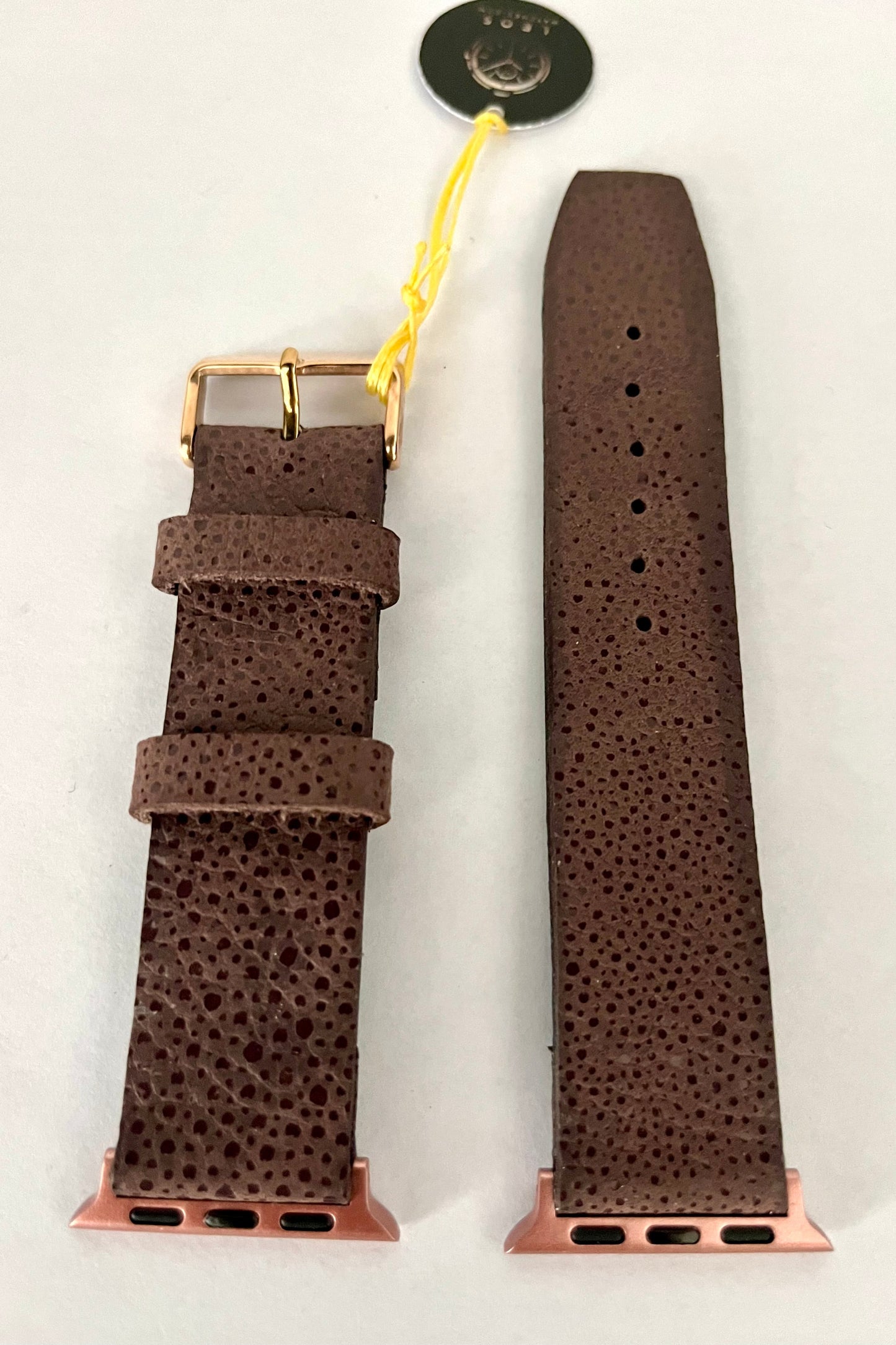 vista frontale Cinturino Orologio in pelle marrone stampa rettile