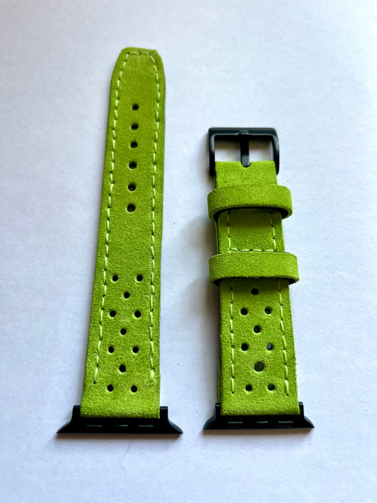 vista con attacchi apple watch Cinturino per Apple Watch PILOT in pelle scamosciata verde