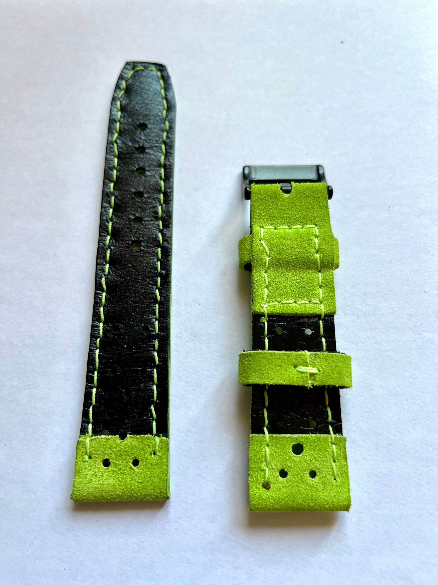 vista pelle interna Cinturino per Apple Watch PILOT in pelle scamosciata verde
