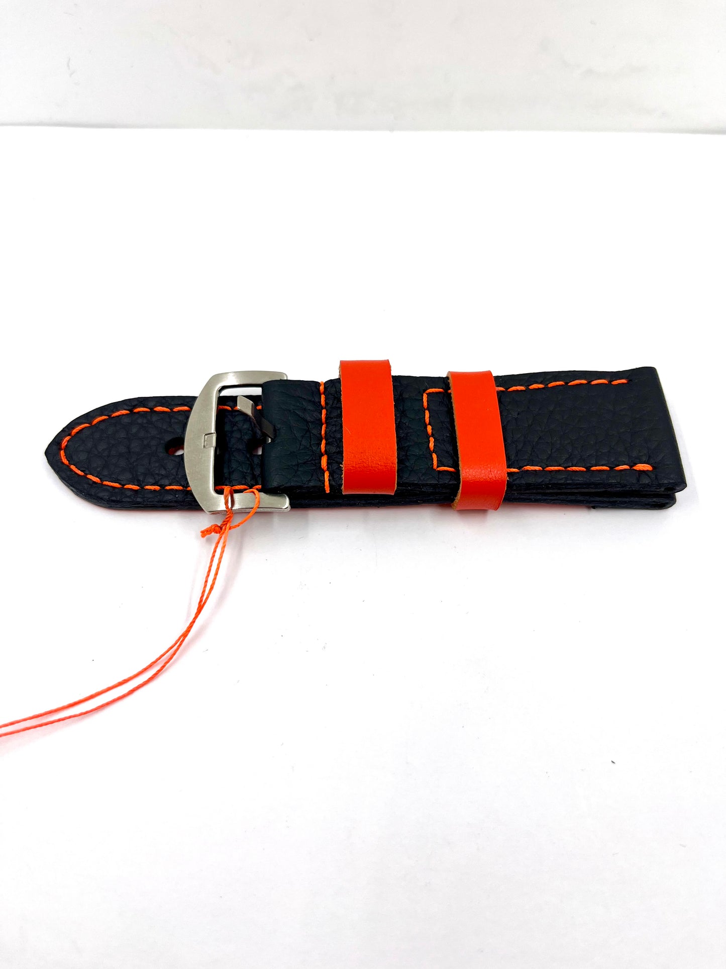 vista compatta Cinturino CLASSIC Nero con Cuciture Arancio