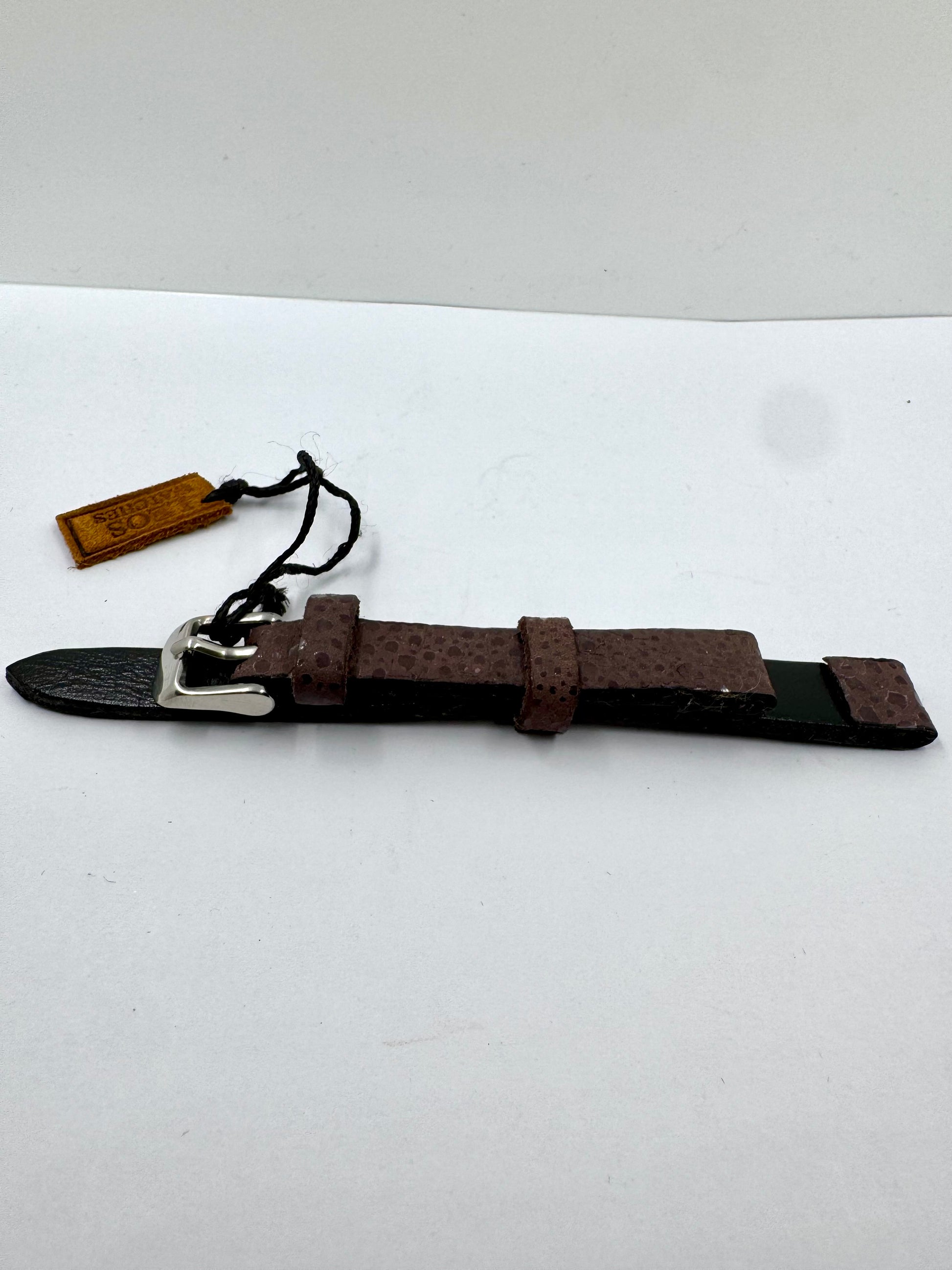Vista compatta Cinturino Artigianale in Pelle Porpora Stampa Serpente Brillante 12mm