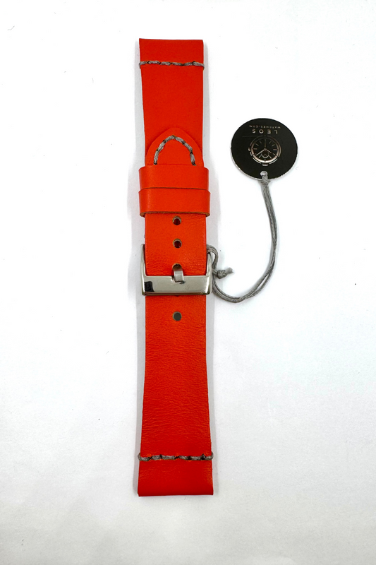 vista per lungo da chiuso Cinturino CASUAL Arancio in Vera Pelle