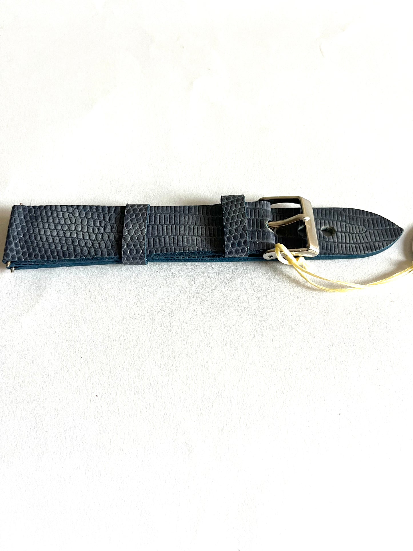 Cinturino ESSENTIAL Nero Effetto Rettile Lucido – Vera Pelle – 20/18mm Silver