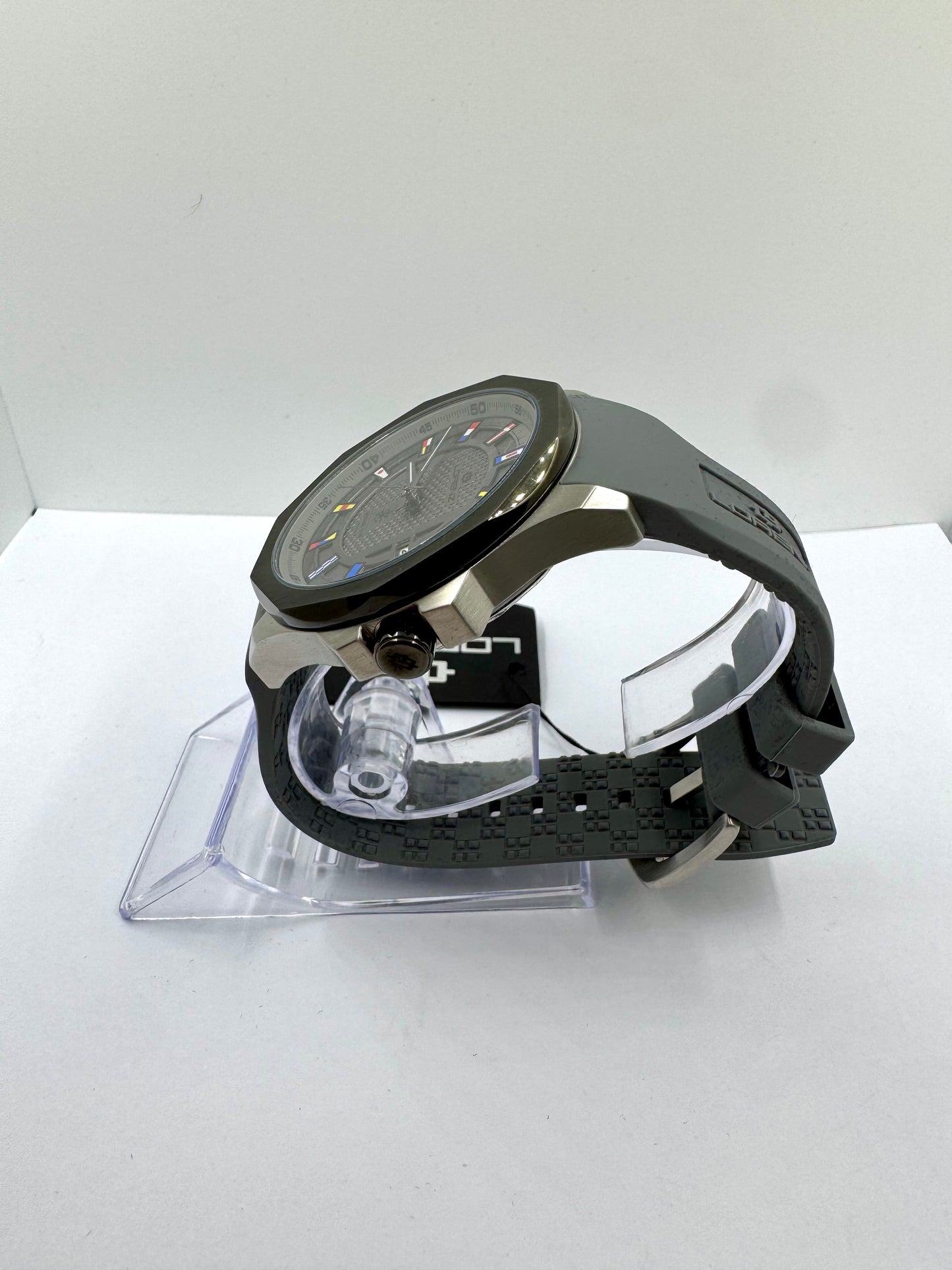 vista lato corona orologio Lorenz Yatching club automatic