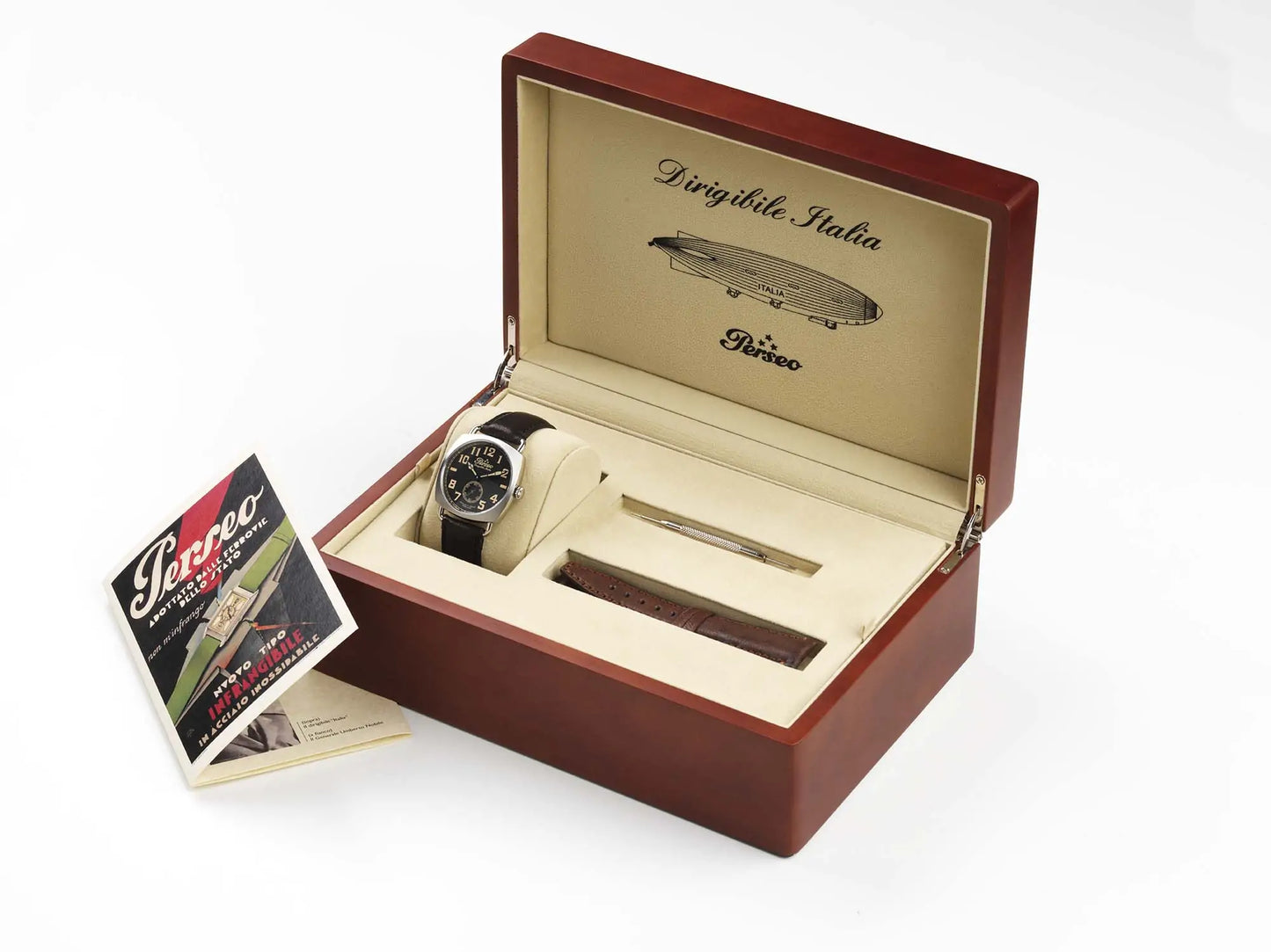vista in cofanetto originale con corredo Orologio Perseo Dirigibile Italia 10304.01
