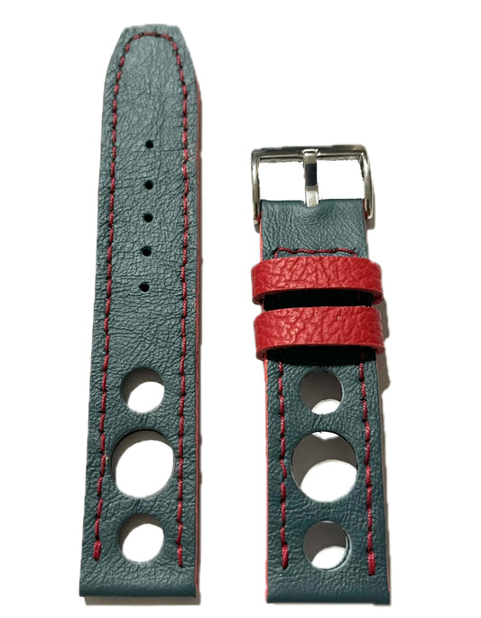 cinturino racing in pelle blu