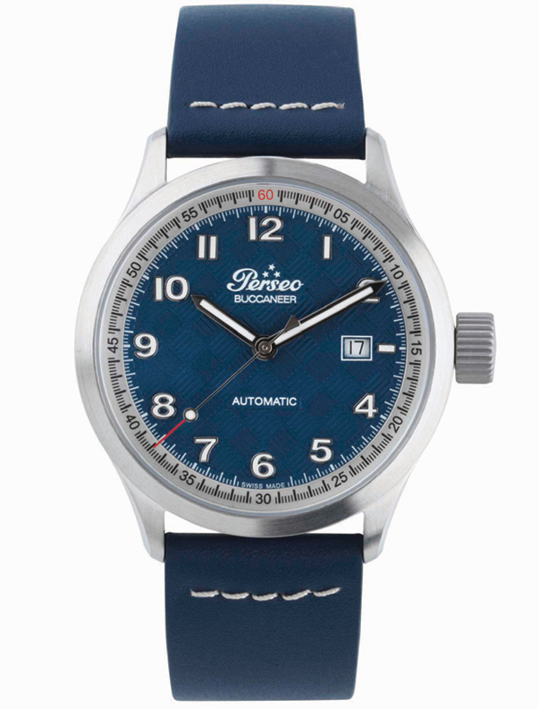 Perseo Buccaneer Automatic quadrante blu con cinturino in pelle
