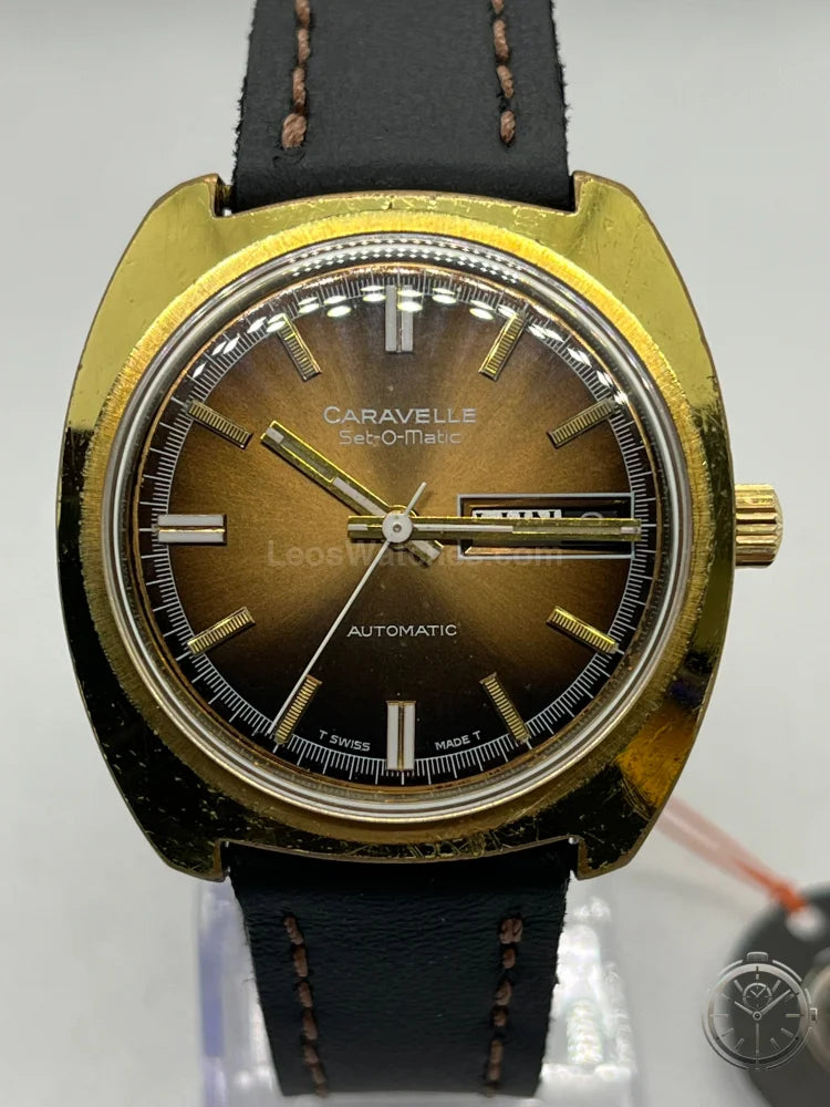 Bulova Orologio Da Polso Vintage Caravelle Set-O-Matic Automatico