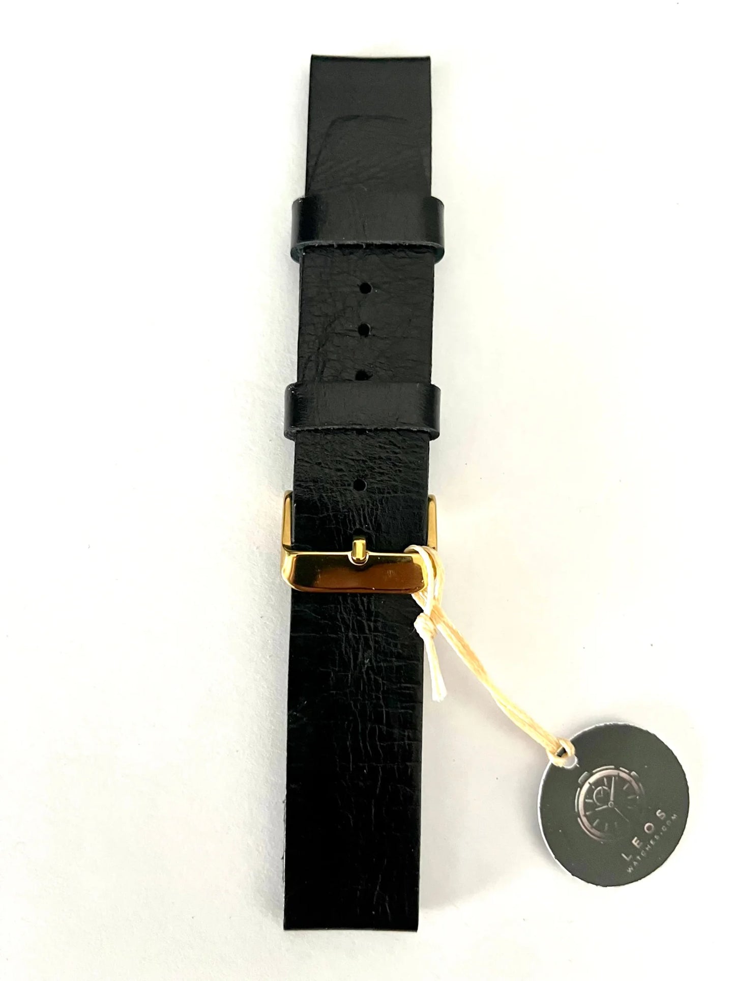 vista per lungo Cinturino Artigianale ESSENTIAL in Pelle Recuperata Alta Moda Nera 20mm