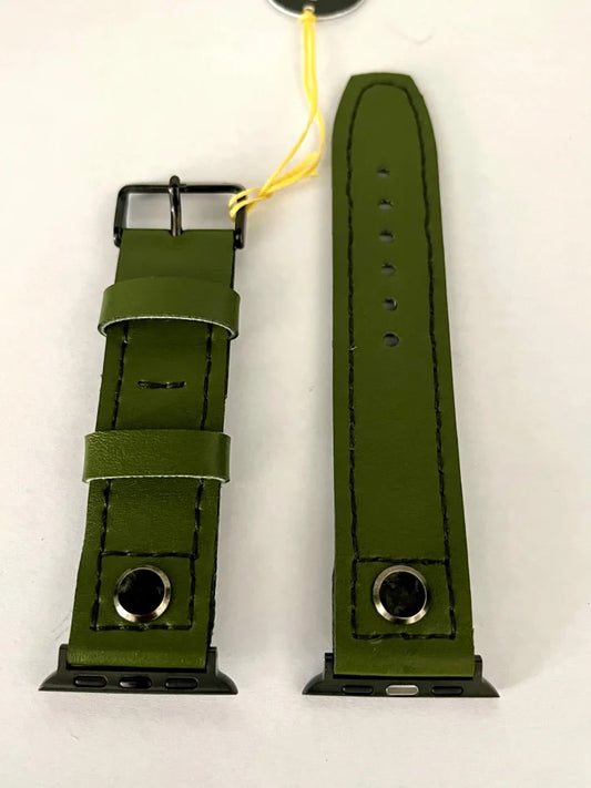 vista Cinturino AVIATOR in pelle verde da 22mm