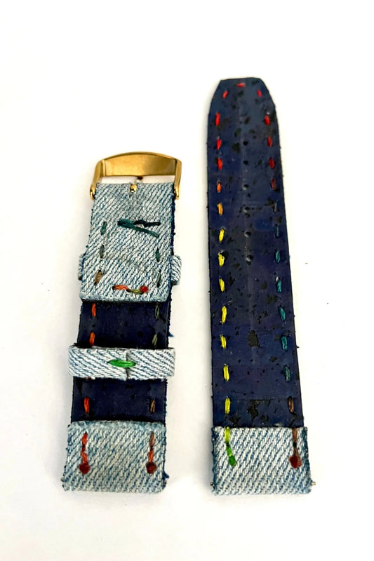 vista parte interna Cinturino SPORT in Jeans Chiaro Cuciture Arcobaleno – Edizione PRIDE