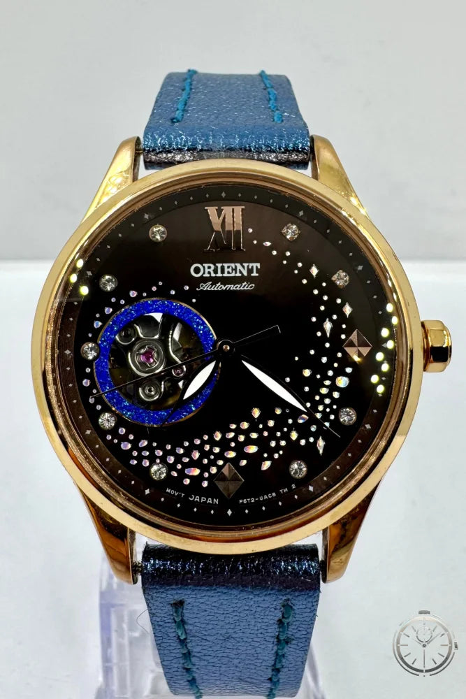 dettaglio quadrante orologio ORIENT Automatic Open Heart Blue Moon