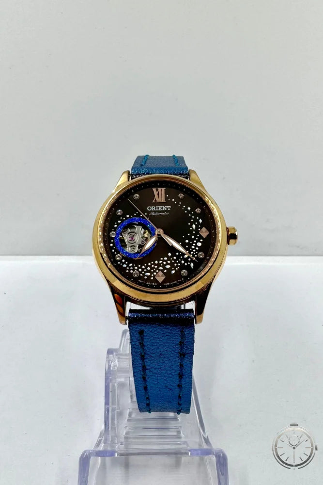 vista frontale orologio ORIENT Automatic Open Heart Blue Moon
