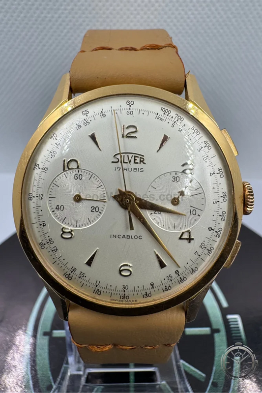 dettaglio quadrante Orologio Silver Extra Cronografo Vintage in Oro Massiccio