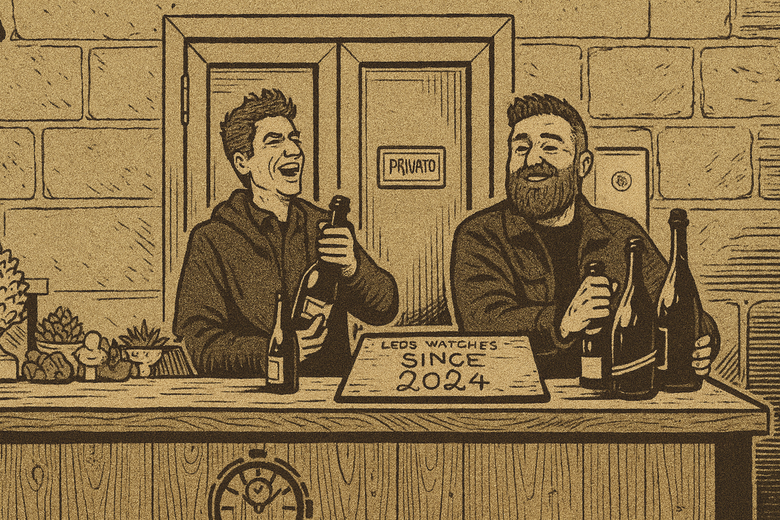 immagine dei due Leo alla inaugurazione del negozio LeosWatches