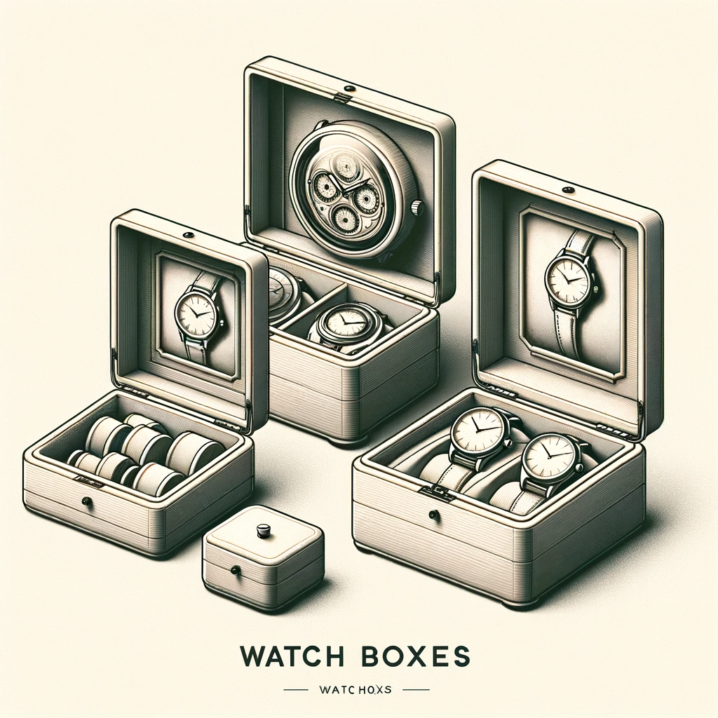 esposizione di scatole porta orologi con watchwinder