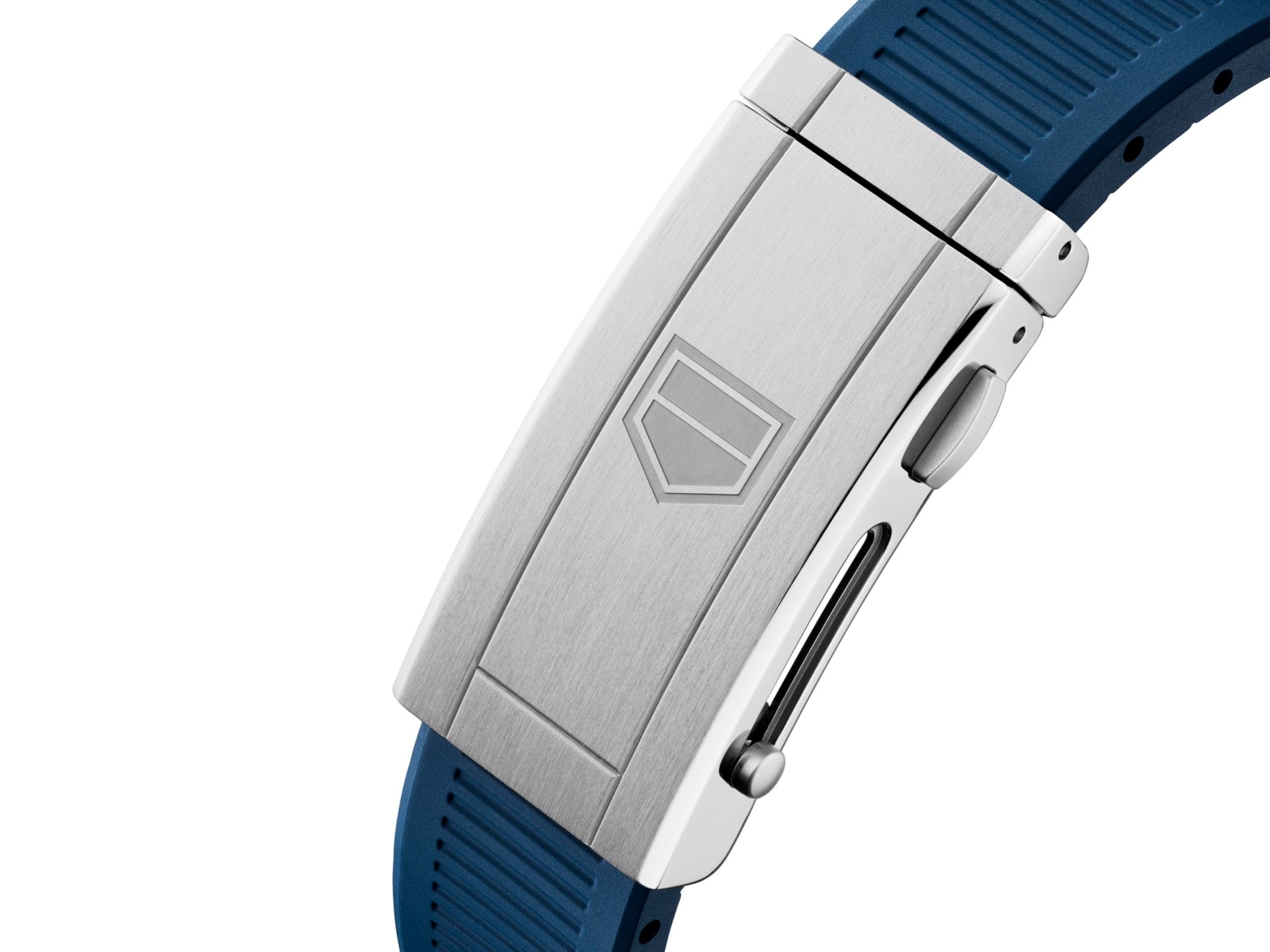 chiusura bracciale blu in caucciù TAG Heuer Aquaracer Calibre 5