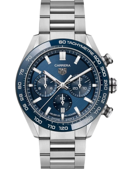 vista frontale quadrante blu TAG Heuer Carrera Calibre Heuer 02