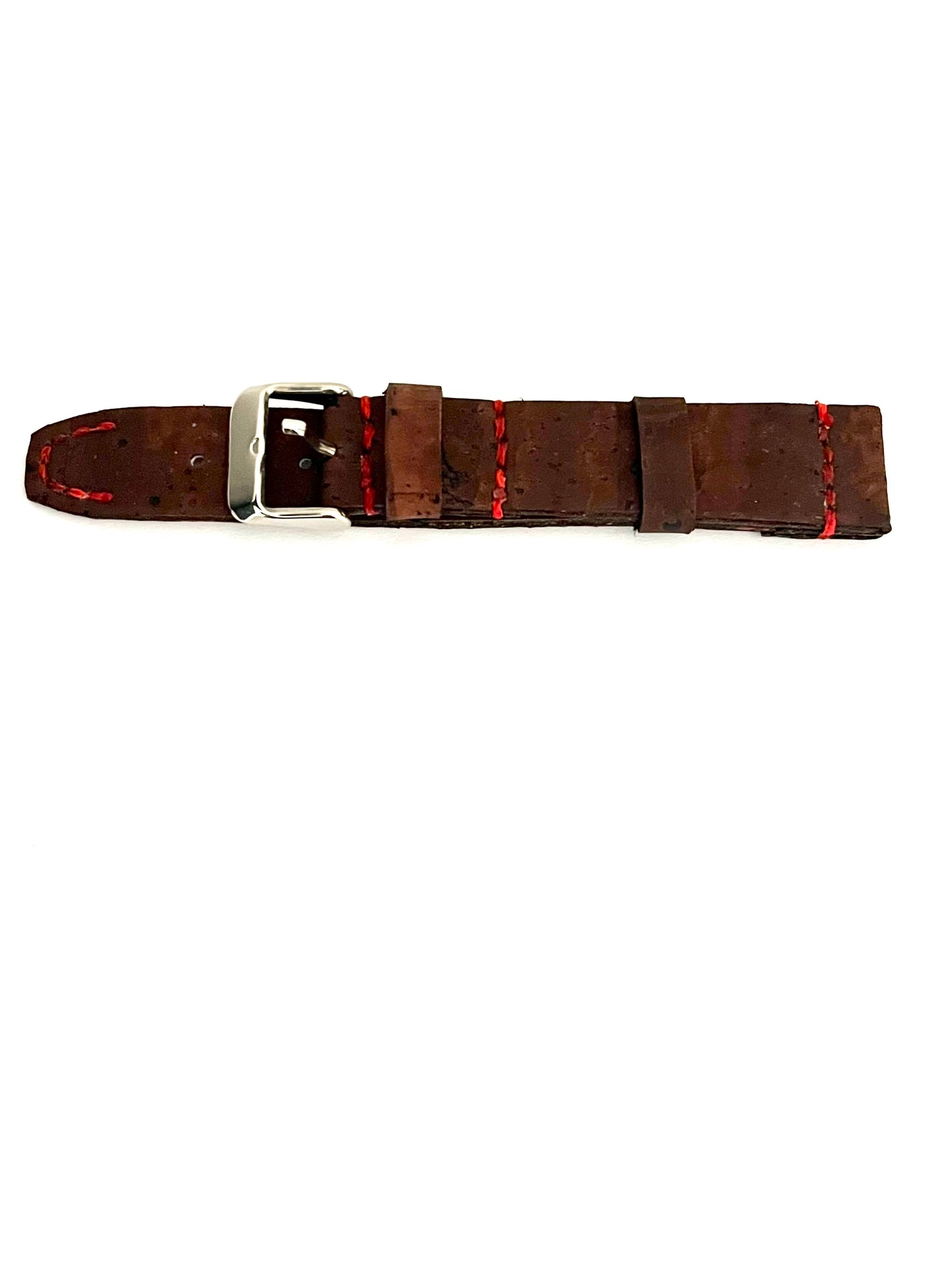vista compatta Cinturino CASUAL in Sughero Marrone con Cuciture Rosse