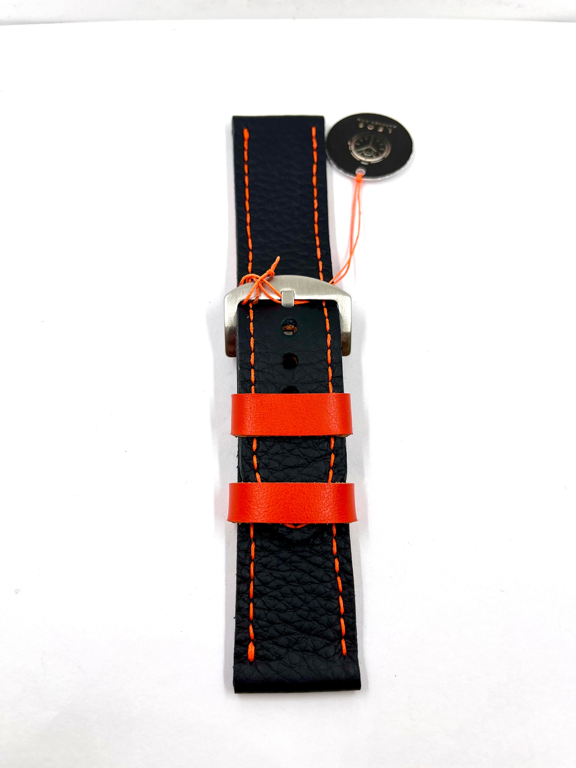 vista per lungo Cinturino CLASSIC Nero con Cuciture Arancio