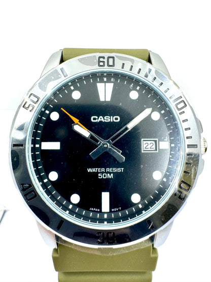 Casio MTP-VD01-3E — Quadrante Nero Cinturino Verde Militare