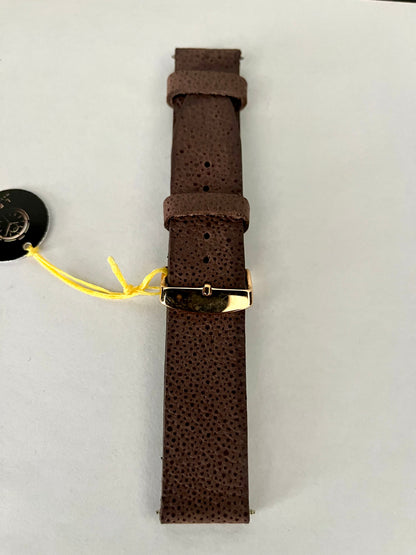 vista intero Cinturino Orologio in pelle marrone stampa rettile