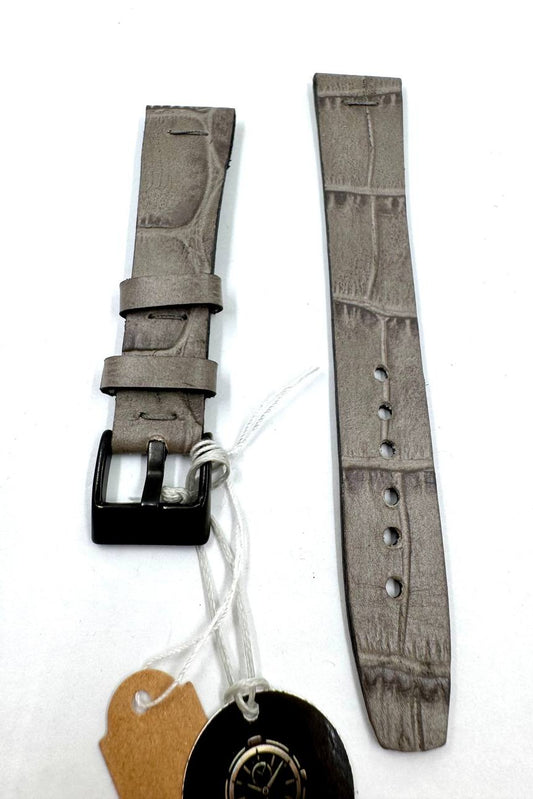 Cinturino Essential 21mm Coccodrillo Grigio Interno Nero — Vista frontale esterno stampa coccodrillo grigio