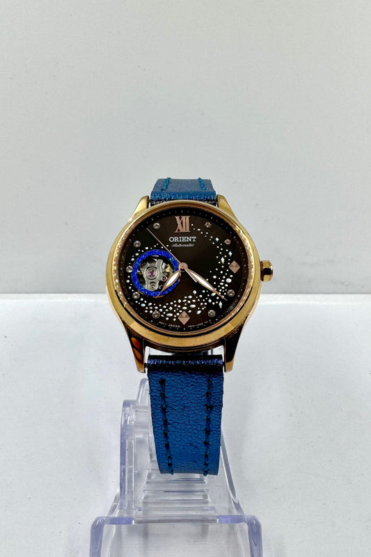 vista frontale orologio ORIENT Automatic Open Heart Blue Moon