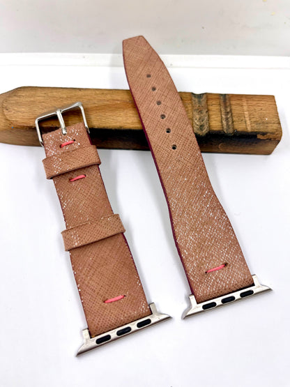 Cinturino Artigianale ESSENTIAL 22/18 mm — Segmenti con attacchi metallici tipo Apple Watch e cuciture rosa a mano