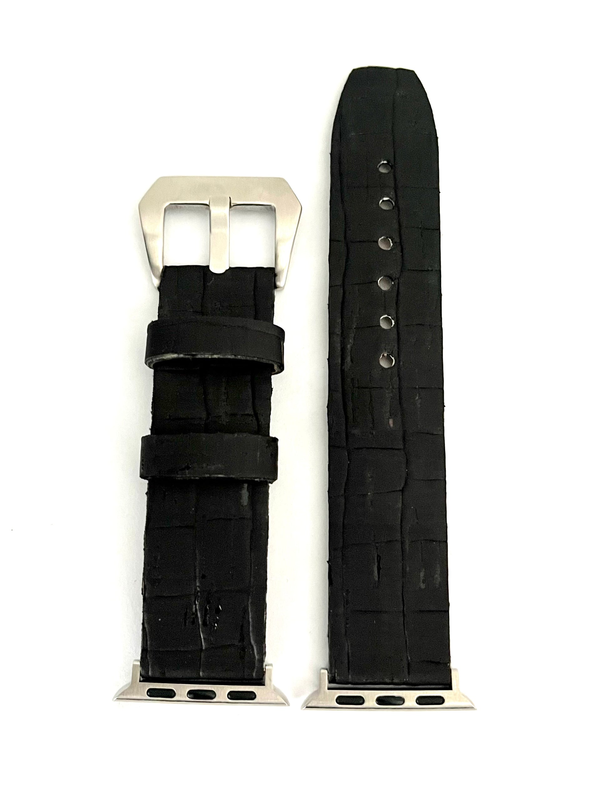 vista con adattatori apple watch Cinturino realizzato a mano ESSENTIAL in Sughero Nero