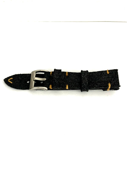 vista compatta Cinturino MINIMAL in Jeans Nero con Impunture Gialle
