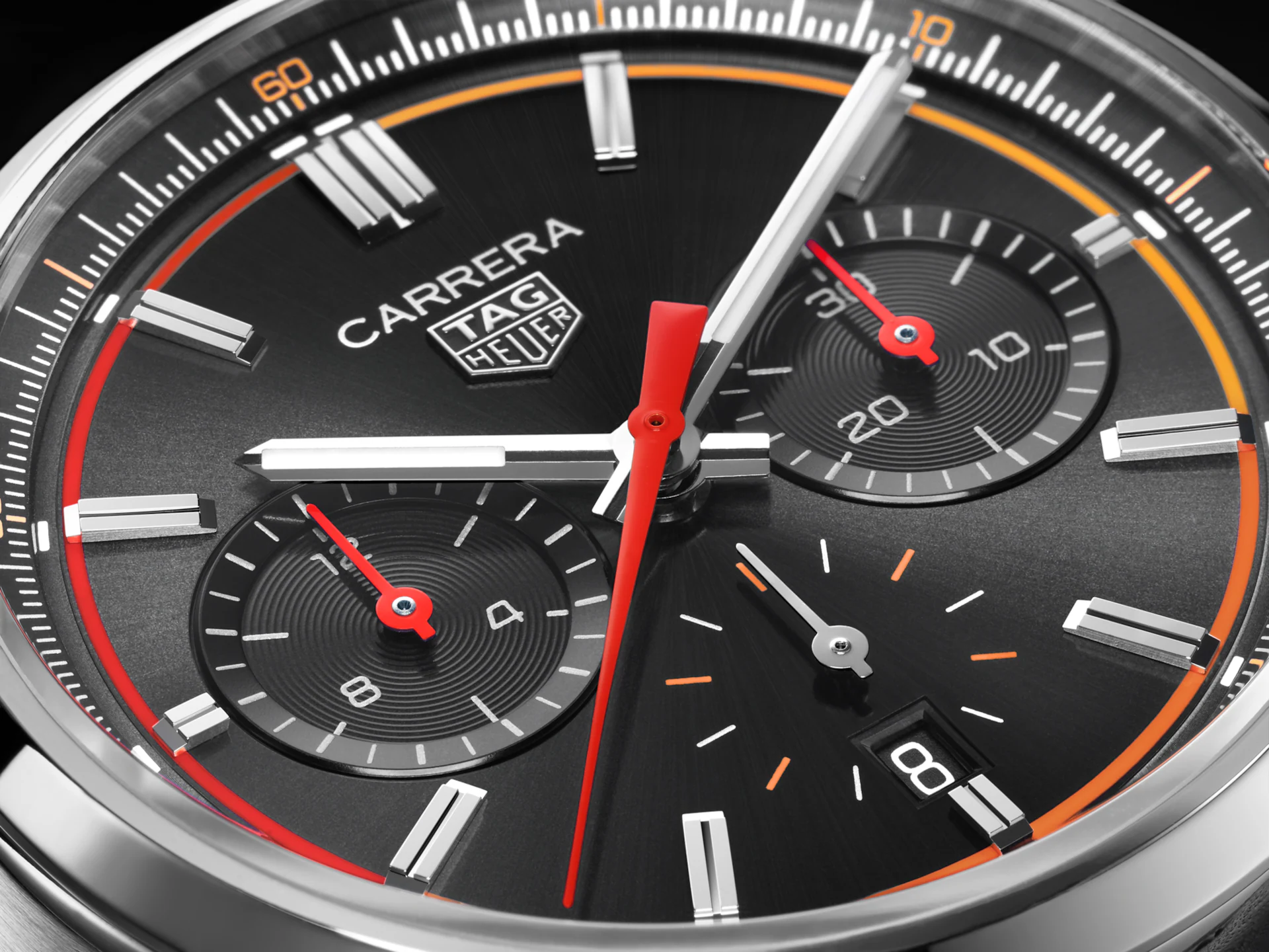 zoom sul quadrante del TAG Heuer Carrera Calibre Heuer 02 Chronograph - CBN201C.FC6542