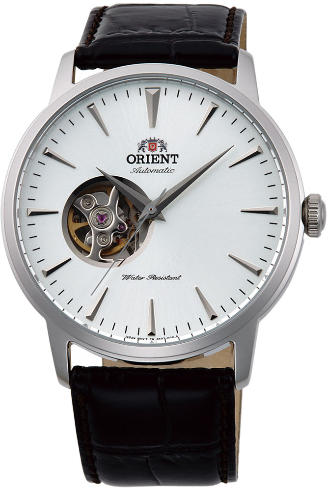 vista frontale ORIENT Classic Open Heart watch quadrante bianco