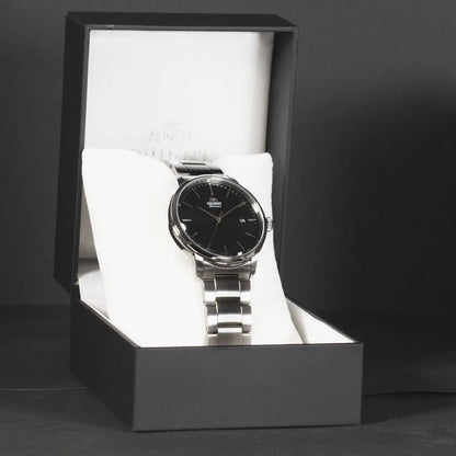 vista in cofanetto originale Contemporary Stylish Maestro watch con quadrante nero