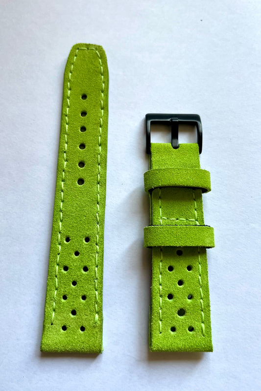 vista pelle esterna Cinturino per Apple Watch PILOT in pelle scamosciata verde