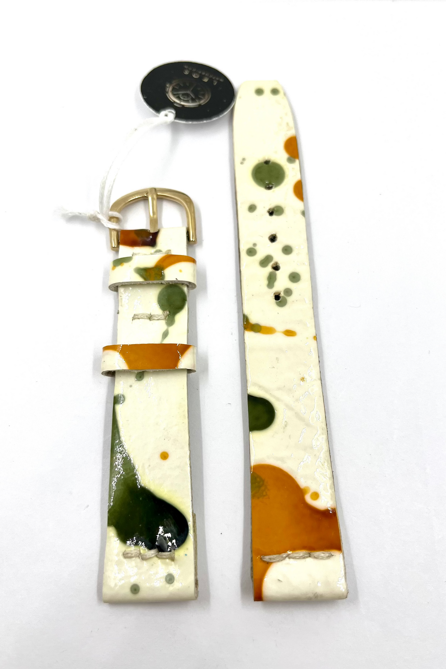 vista frontale Cinturino Artigianale in Pelle Premium con Impunture