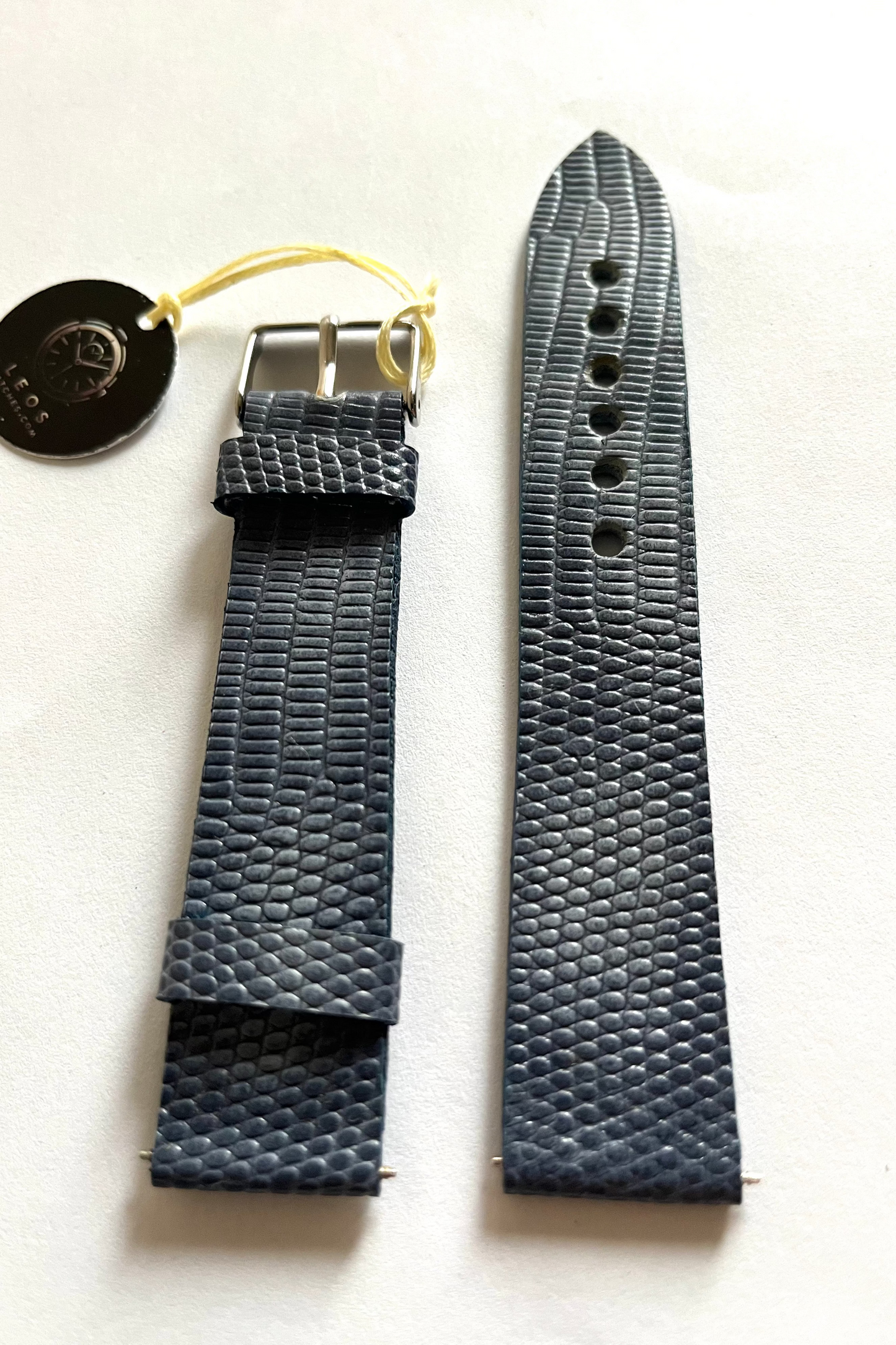 vista parte esterna Cinturino ESSENTIAL Nero Effetto Rettile Lucido