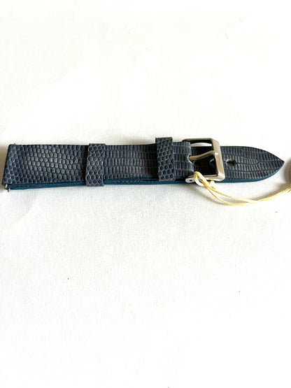 Cinturino ESSENTIAL Nero Effetto Rettile Lucido – Vera Pelle – 20/18mm Silver