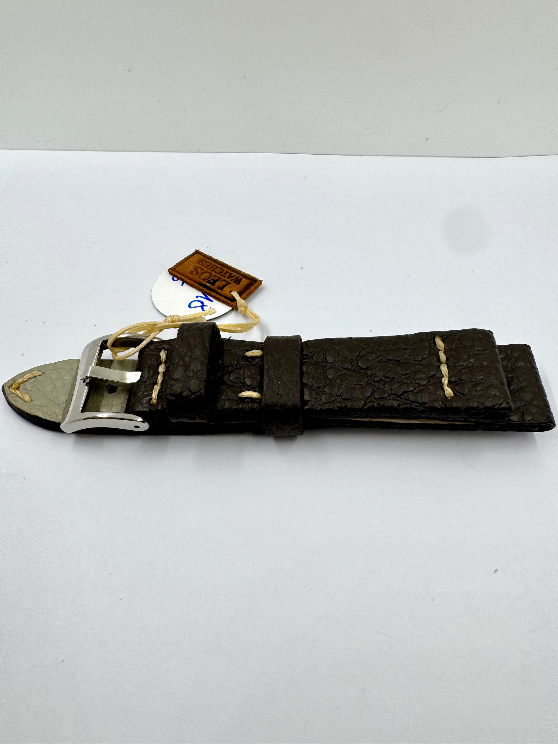 vista compatta cinturino artigianale in pelle marrone 19mm