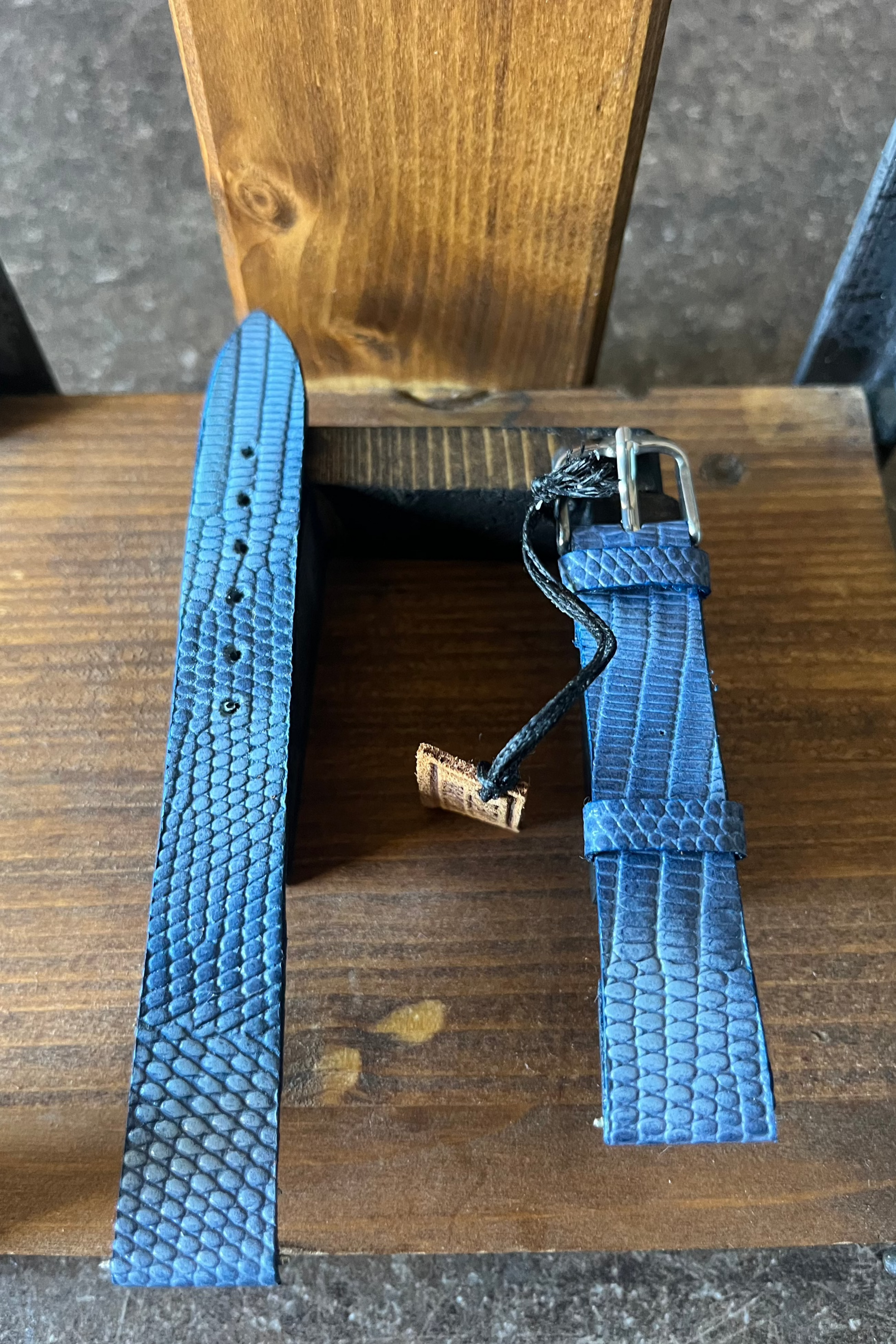 Cinturino Per Orologio In Pelle Di Lucertola Blu Reale - Foto 7