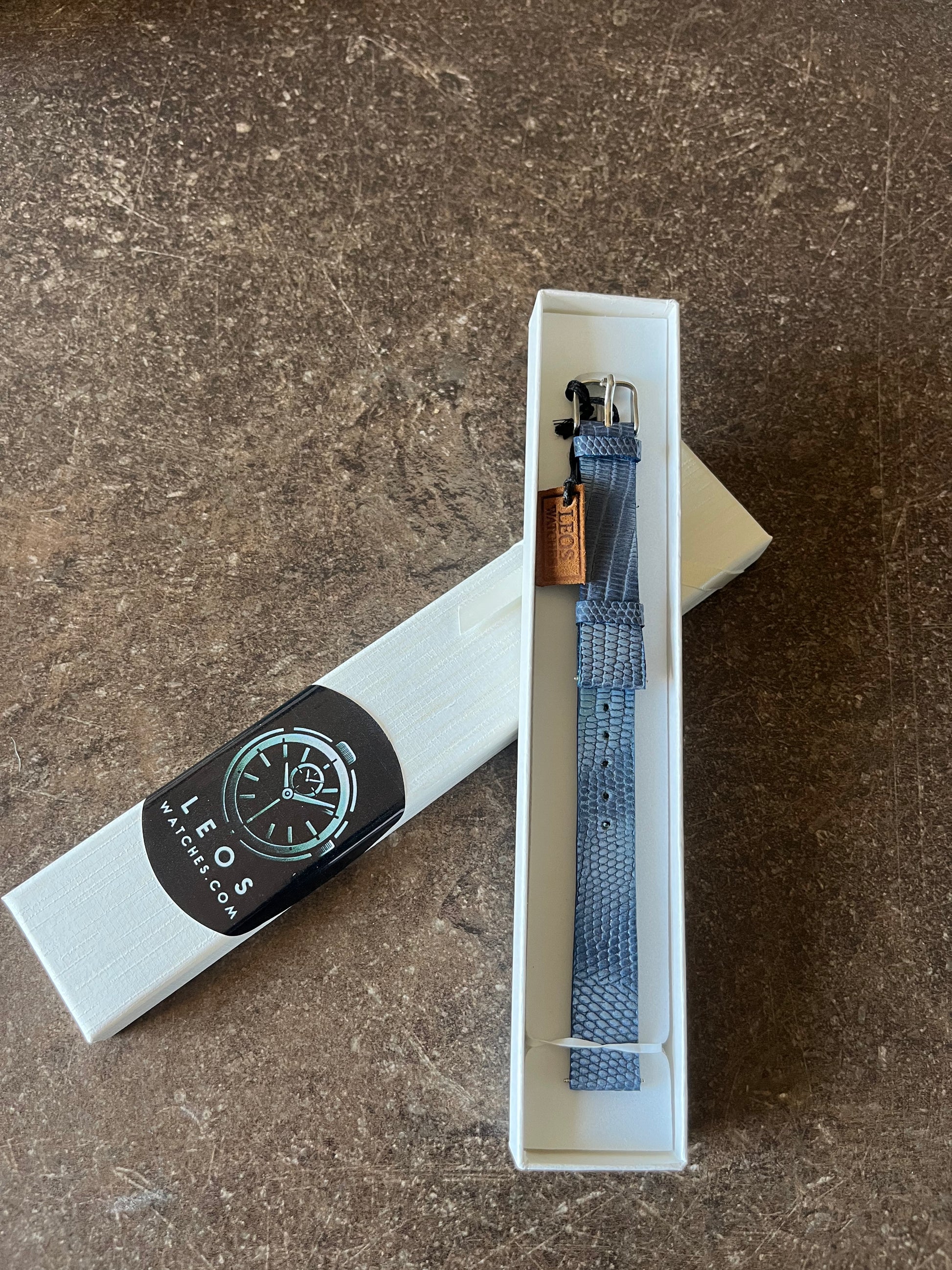 Cinturino Per Orologio In Pelle Di Lucertola Blu Reale - Foto 3