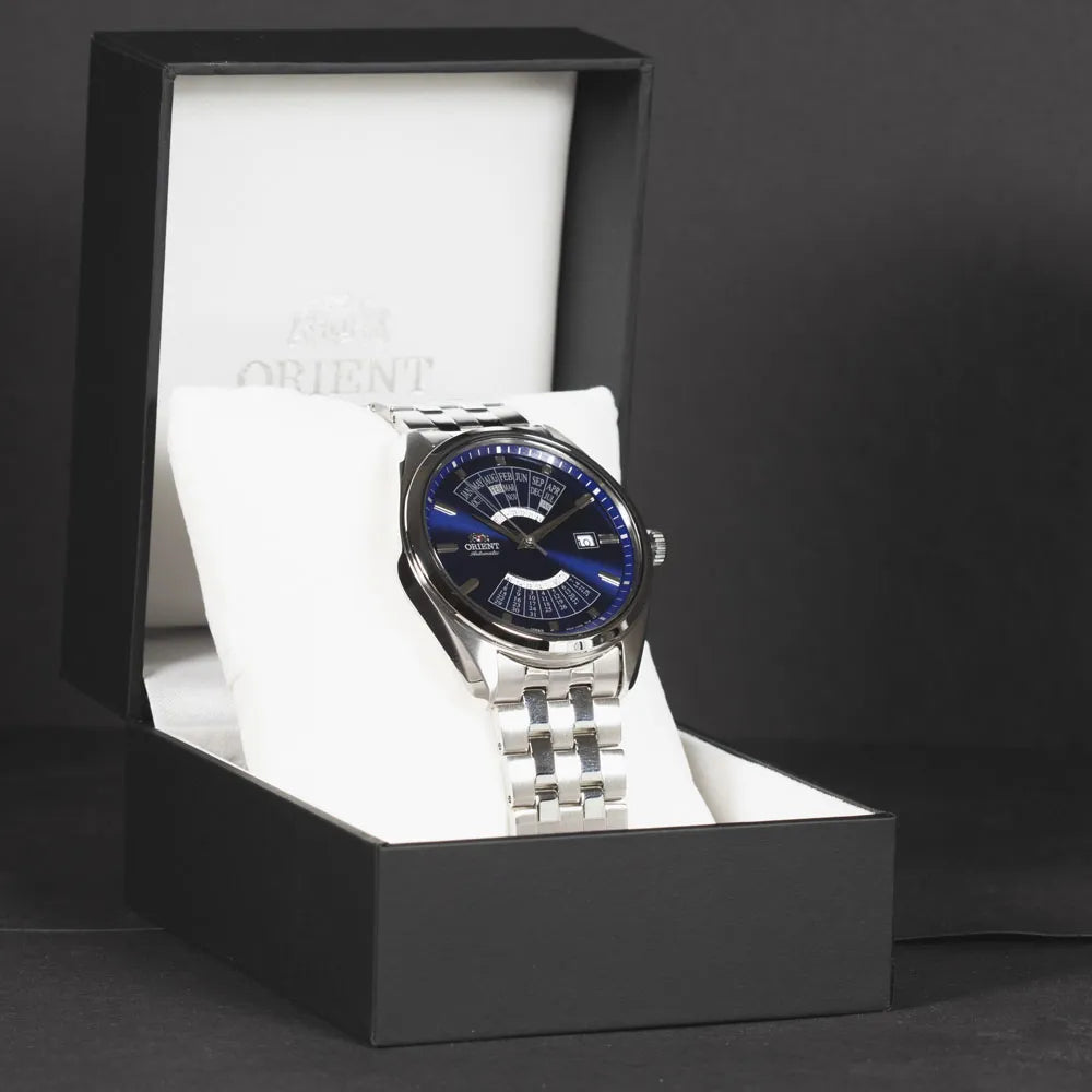 Orient Contemporary Multi Year Calendar – Orologio Automatico Uomo, Cassa Oro 43 Mm, Quadrante Champagne, Calendario 20 Anni