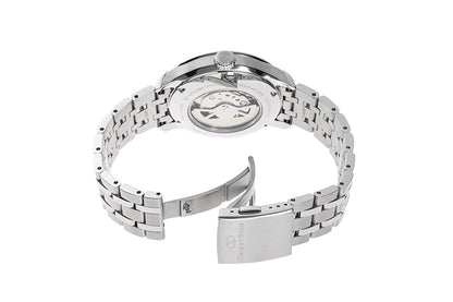 vista per intero bracciale in acciaio Orient Star Contemporary Layered Skeleton