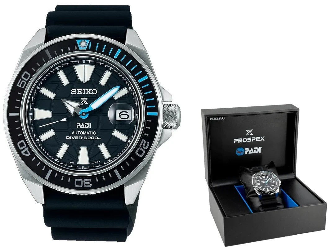 dettaglio SEIKO Prospex PADI King Samurai con confezione originale