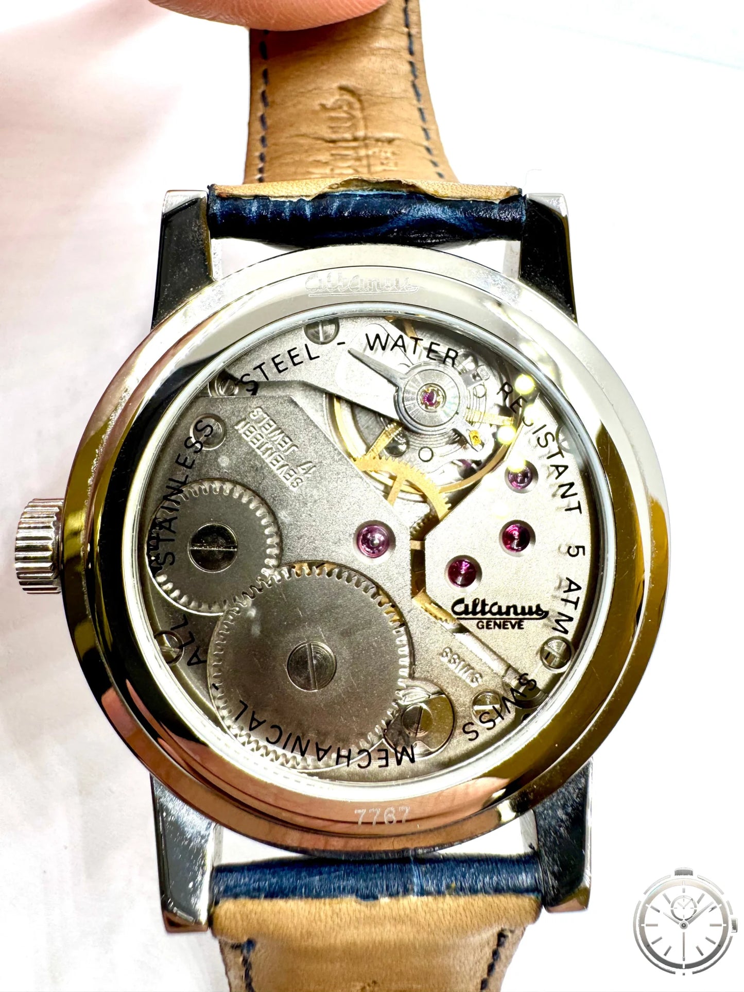 dettaglio meccanismo dal fondello orologio Altanus Genève 7767 – Meccanico Swiss Made 42 mm