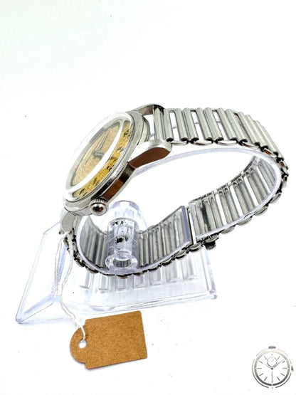 Arcadia Vintage Swiss Made — Vista laterale sinistra con bracciale espansione acciaio