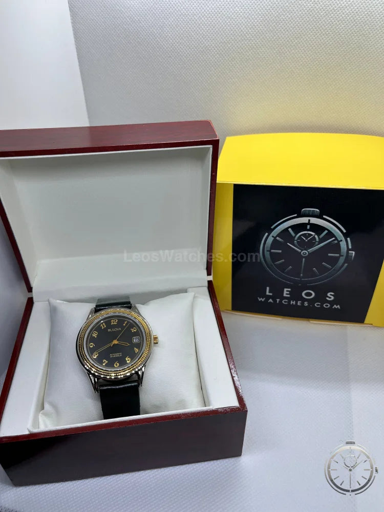 vista orologio Bulova Automatic Vintage in cofanetto LeosWatches