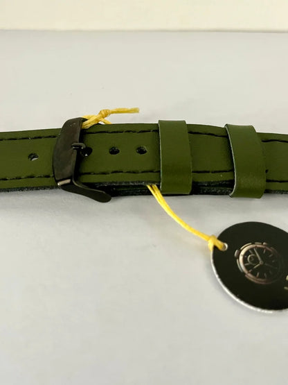 dettaglio chiusura Cinturino AVIATOR in pelle verde da 22mm